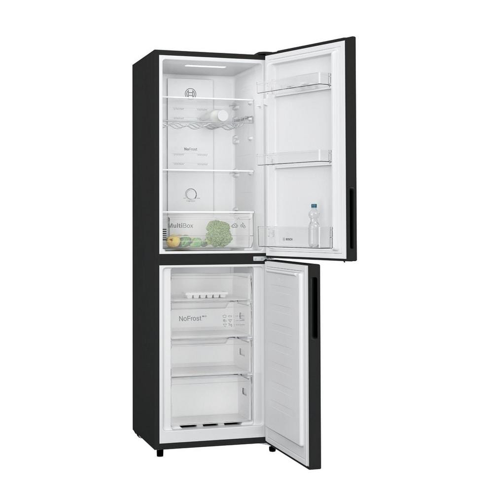 Bosch KGN27NBFAG 255 Litre Freestanding Fridge Freezer with Freezer at Bottom, 55cm Wide - Black | Atlantic Electrics - 39477763375327 