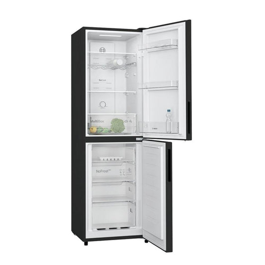 Bosch KGN27NBFAG 255 Litre Freestanding Fridge Freezer with Freezer at Bottom, 55cm Wide - Black | Atlantic Electrics