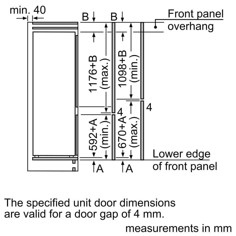 Bosch KIV87NSF0G Low Frost 70/30 Integrated Fridge Freezer | Atlantic Electrics - 39477768814815 