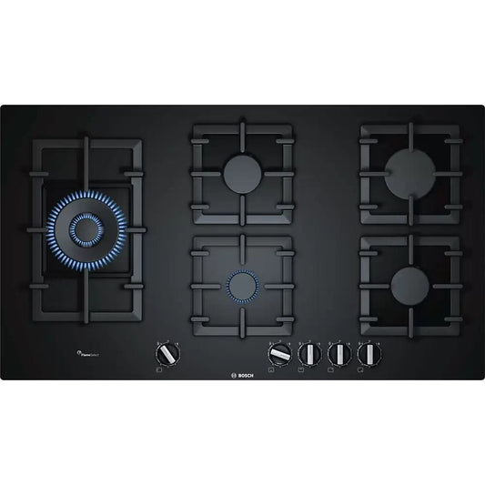 BOSCH PPS9A6B90 Series 6 Gas Hob, 5 Zones, 91.5cm Wide - Black | Atlantic Electrics