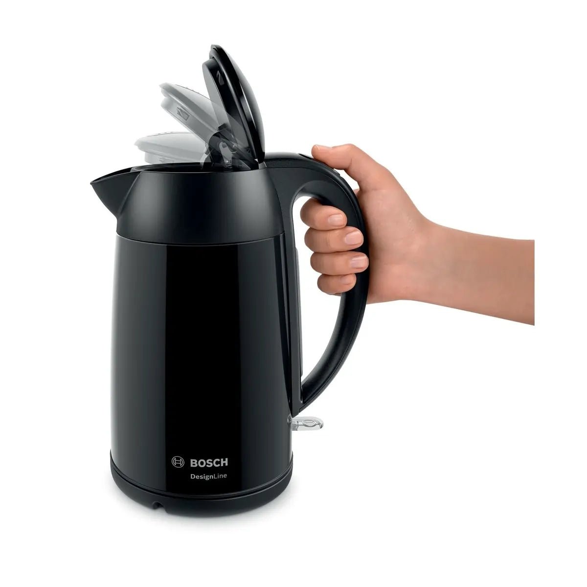 Bosch TWK3P423GB 1.7L 3KW Designline Kettle - Black | Atlantic Electrics