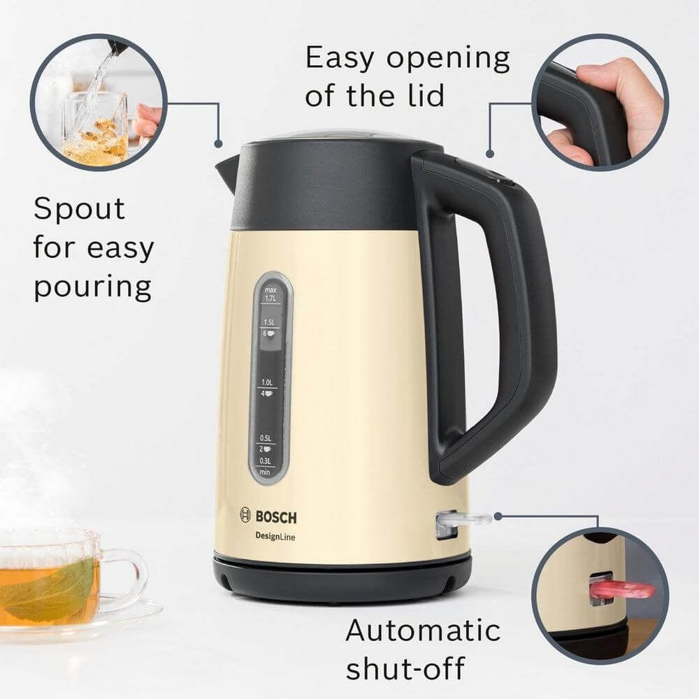 Bosch TWK4P437GB 1.7 Litre, Traditional Kettle - Cream | Atlantic Electrics - 39477786149087 