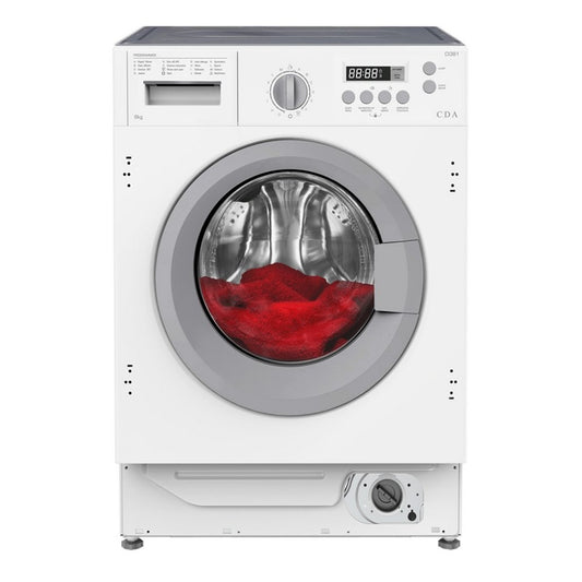 Cda CI381 8kg 1400 Spin Integrated Washing Machine, 59.5cm Wide - White | Atlantic Electrics