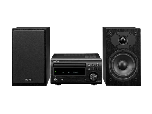 Denon DM41DAB Mini HiFi System with CD, Bluetooth and FM/DAB+Tuner - Black | Atlantic Electrics