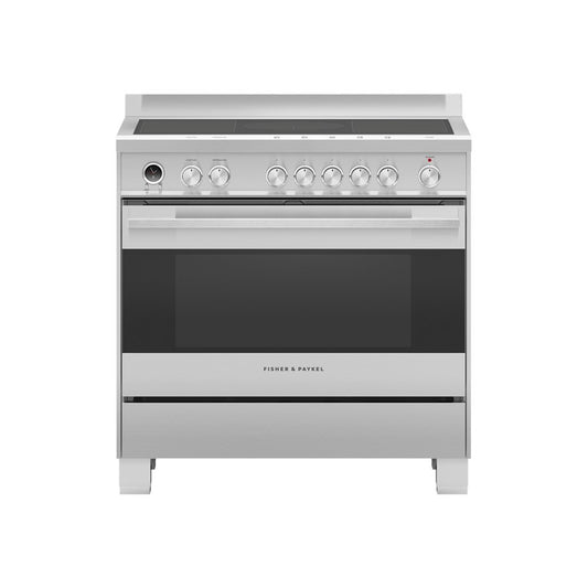 Fisher + Paykel OR90SDI6X1 89.7cm Wide Freestanding Range Cooker, Induction, 5 Zones with SmartZone - Stainless Steel | Atlantic Electrics