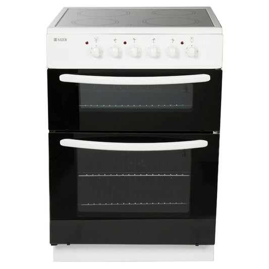 Haden HE60DOMW 60cm Double Oven Ceramic Cooker in White | Atlantic Electrics