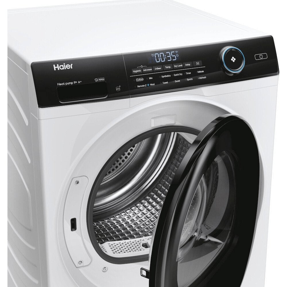 Haier HD90A3959 9kg Heat Pump Condenser Tumble Dryer - 59.5cm Wide - White | Atlantic Electrics - 39477868069087 