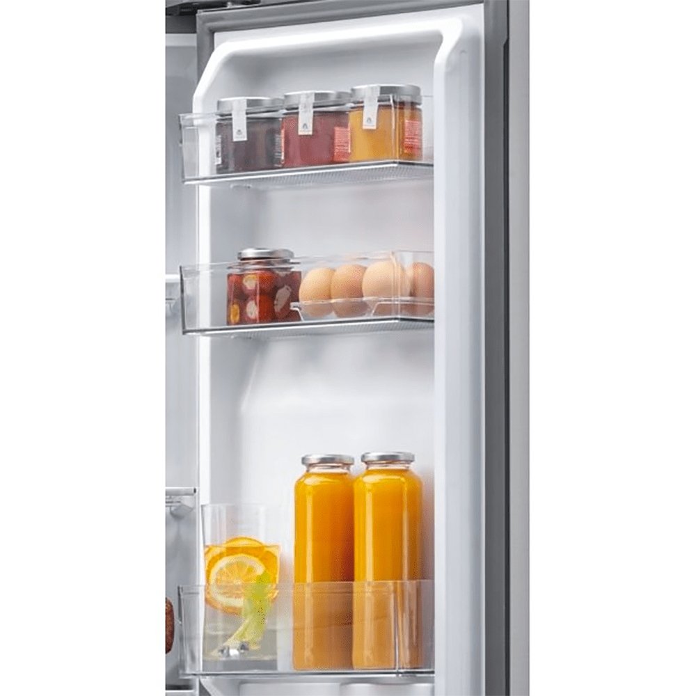 Haier HTF520IP7 90.8cm Wide American Style Freestanding Fridge Freezer, Frost Free- Platinum Inox | Atlantic Electrics - 39477871542495 