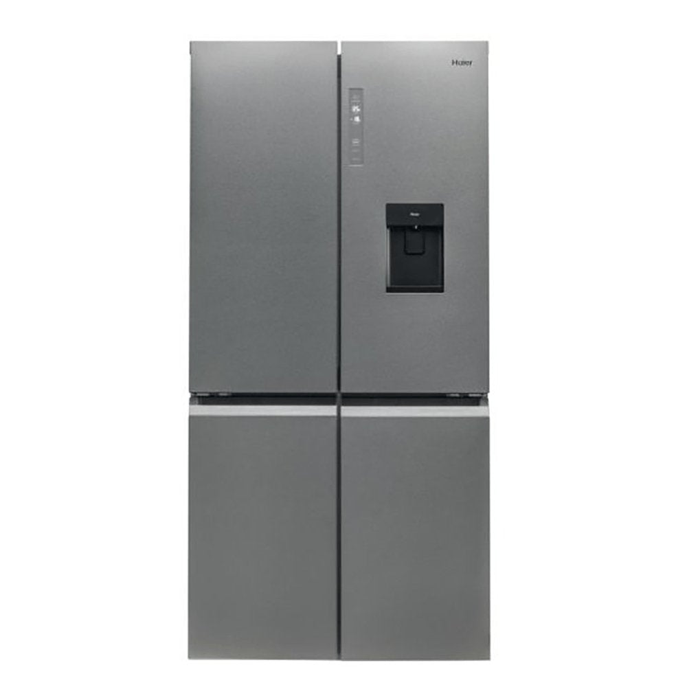 Haier HTF520IP7 90.8cm Wide American Style Freestanding Fridge Freezer, Frost Free- Platinum Inox | Atlantic Electrics - 39477871280351 