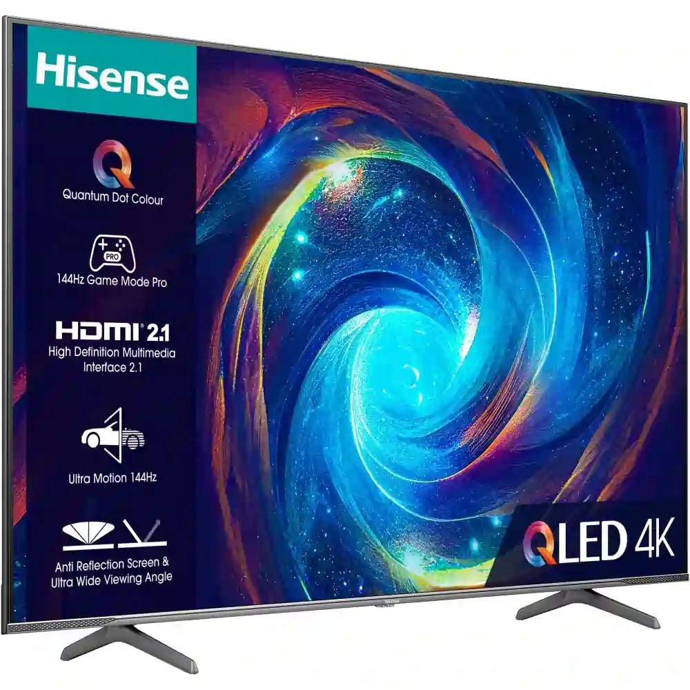 Hisense E7 Pro Series 75E7KQTUK PRO 75" 4K Ultra HD QLED Smart TV - Grey | Atlantic Electrics - 40452162552031 