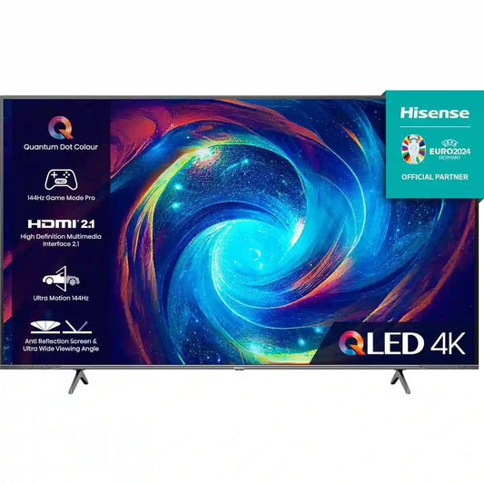 Hisense E7 Pro Series 75E7KQTUK PRO 75" 4K Ultra HD QLED Smart TV - Grey | Atlantic Electrics