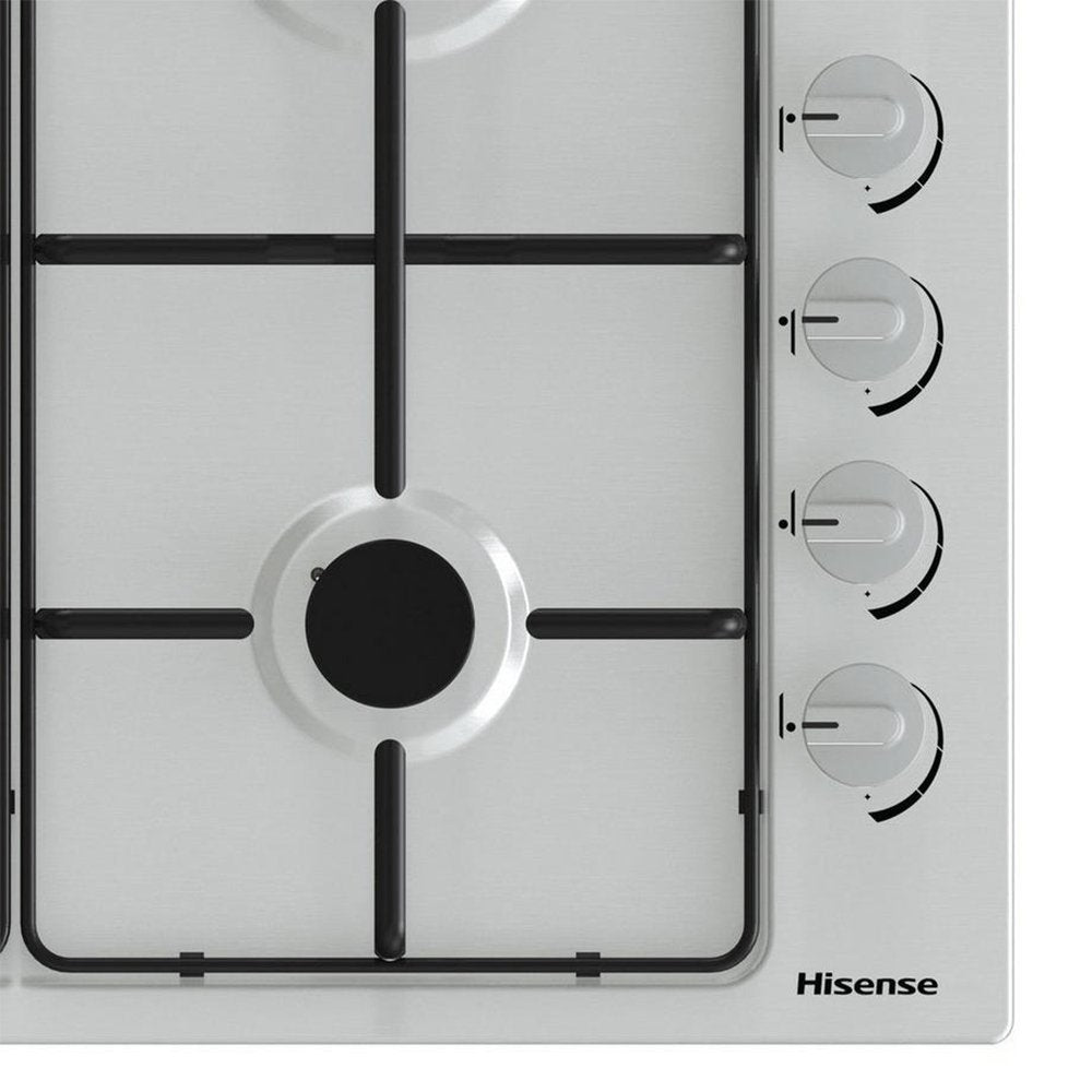 Hisense GM642XSUK 58cm Gas Hob Stainless Steel | Atlantic Electrics - 39477896118495 