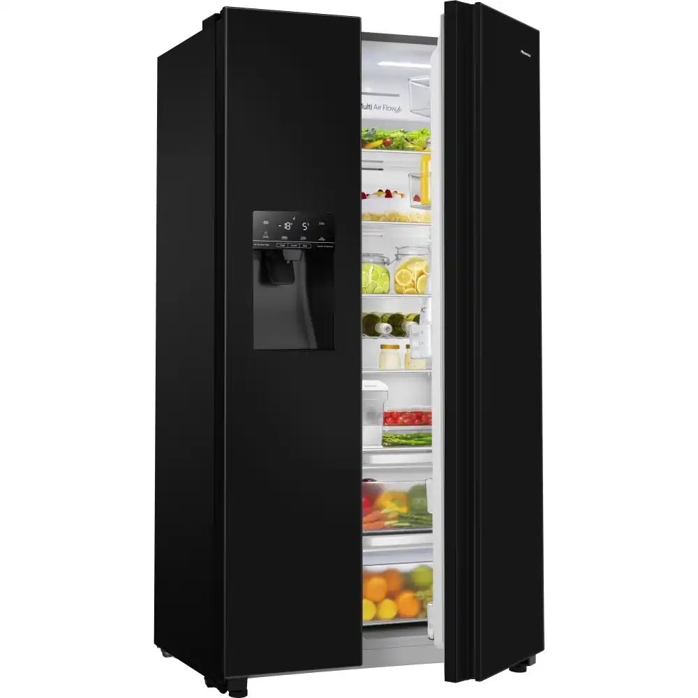 Hisense RS694N4TBE American Fridge Freezer - Black | Atlantic Electrics - 40456497529055 