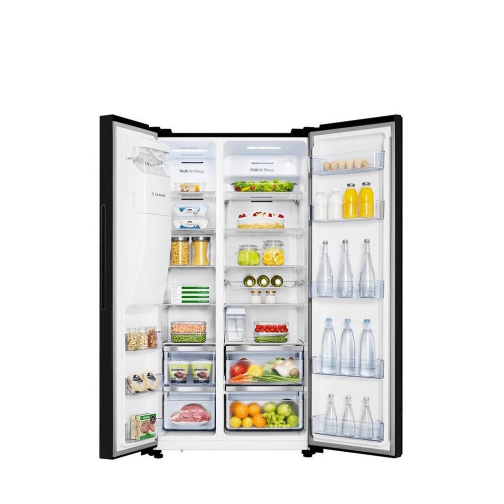 Hisense RS694N4TBF 91cm Frost Free American Style Fridge Freezer Black | Atlantic Electrics - 39477899559135 