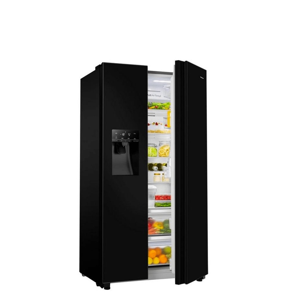 Hisense RS694N4TBF 91cm Frost Free American Style Fridge Freezer Black | Atlantic Electrics