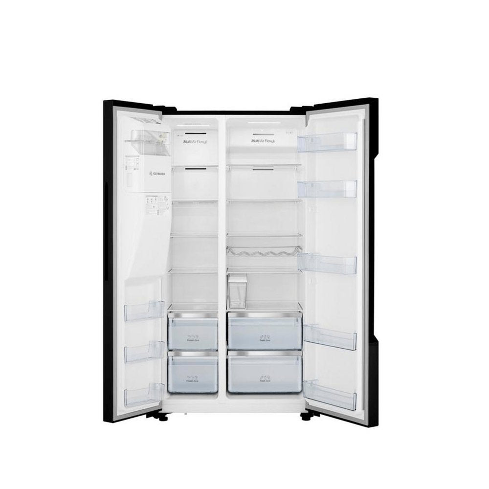 Hisense RS694N4TBF 91cm Frost Free American Style Fridge Freezer Black | Atlantic Electrics - 39477899591903 