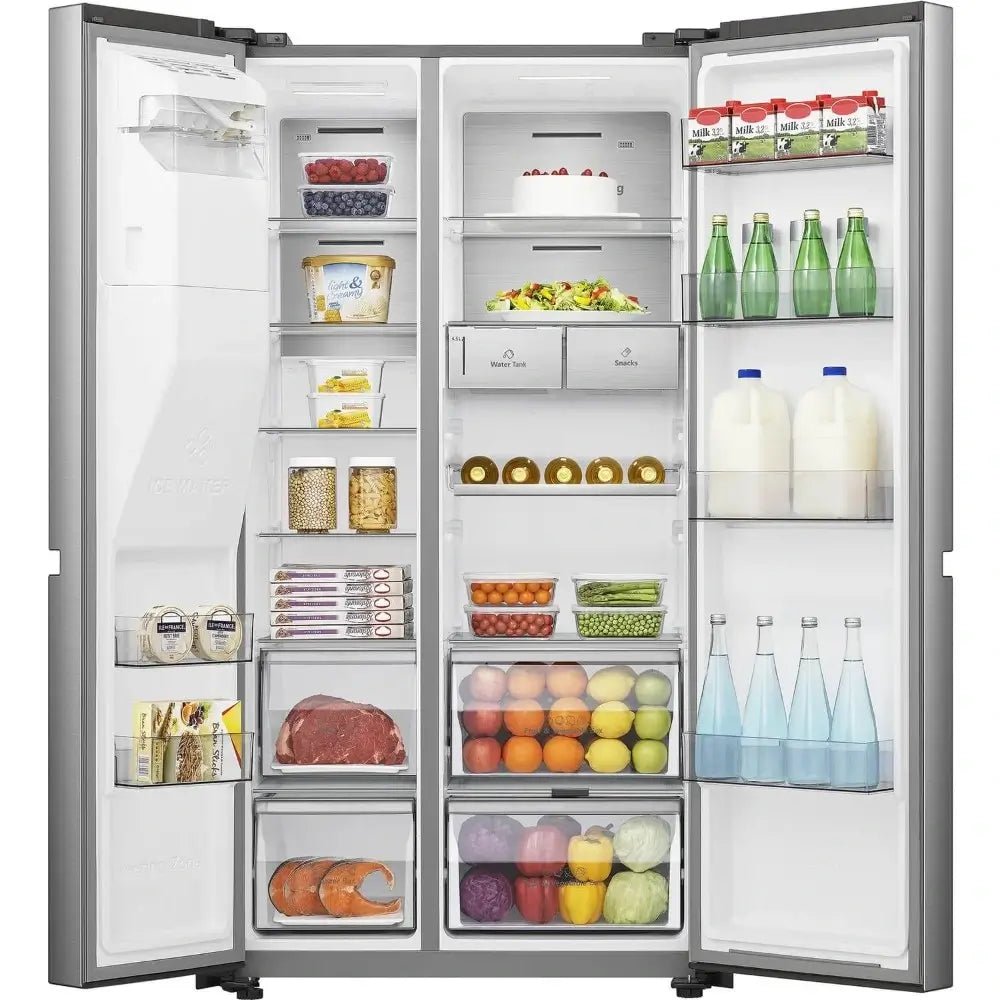 Hisense RS818N4TIF 632 Litre Side-By-Side American Fridge Freezer - Stainless Steel | Atlantic Electrics