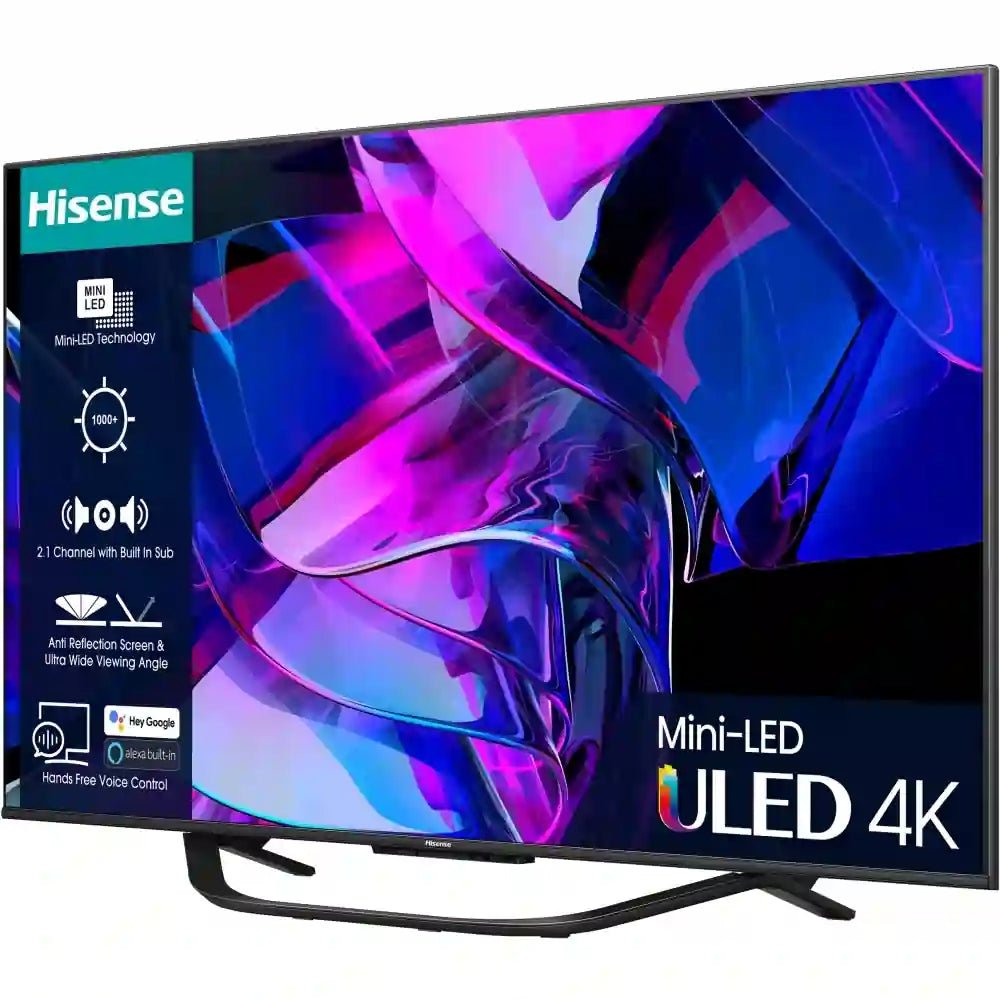 Hisense U7 Series 65U7KQTUK 65" Mini LED 4K Ultra HD Mini-LED Smart TV - Grey | Atlantic Electrics