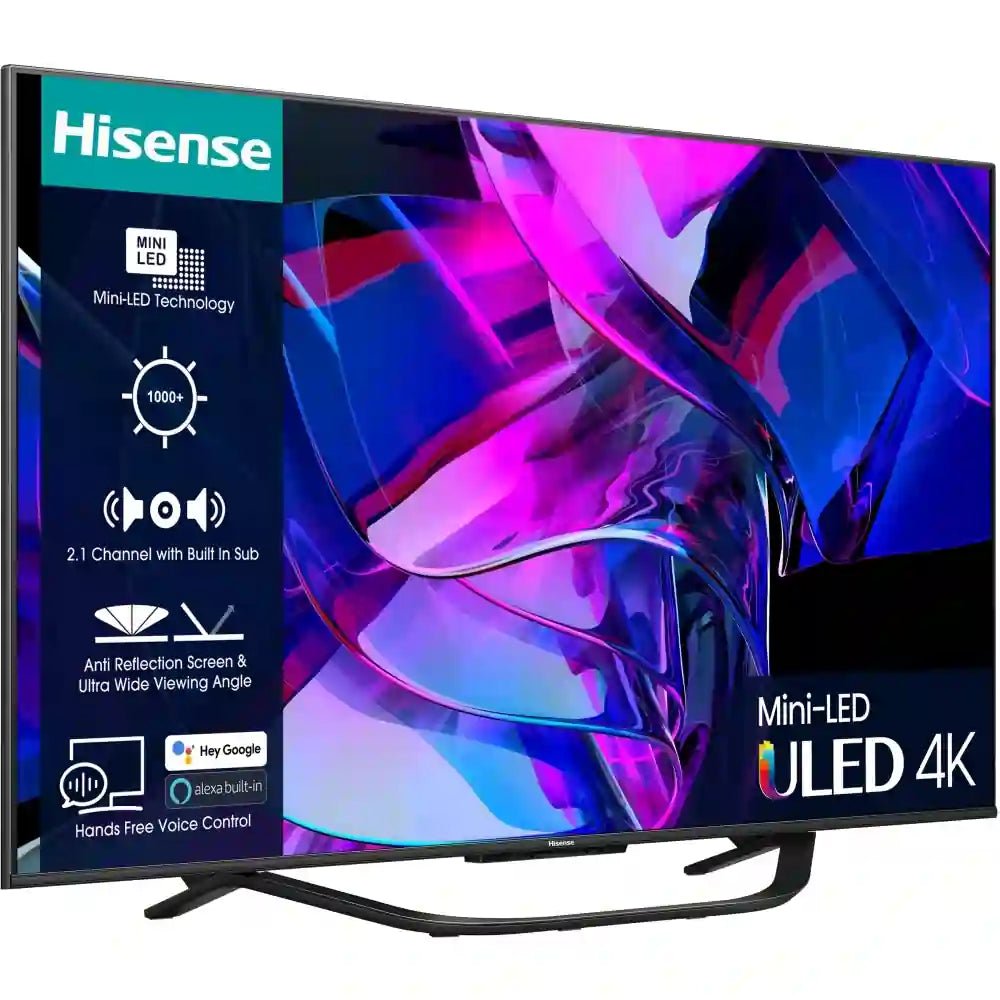 Hisense U7 Series 75U7KQTUK 75" Mini LED 4K Ultra HD Mini-LED Smart TV - Grey | Atlantic Electrics - 40452164059359 