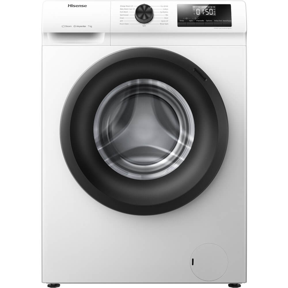 Hisense WFQP7012EVM 7kg 1200 Spin Washing Machine - White | Atlantic Electrics - 39477901230303 