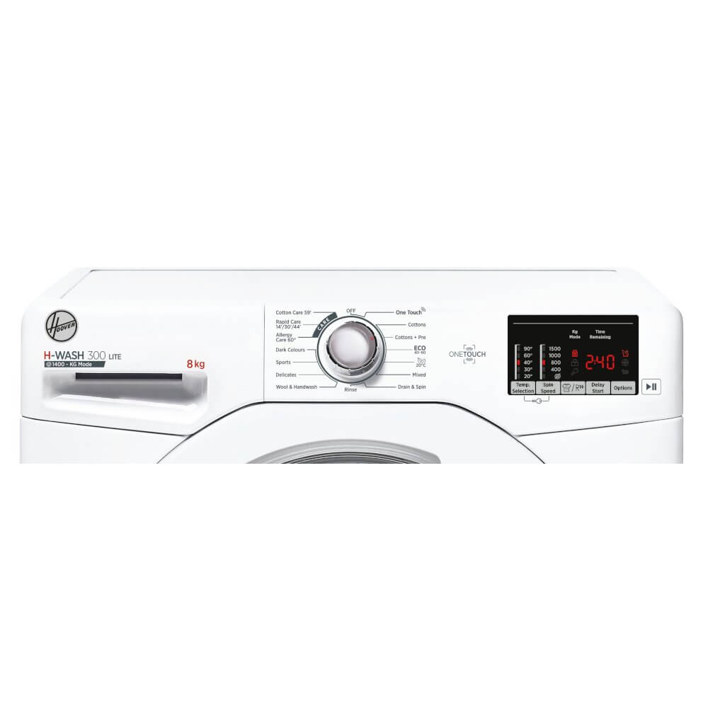 Hoover H3W582DE 8kg 1500 Spin Washing Machine - White | Atlantic Electrics - 39477901787359 