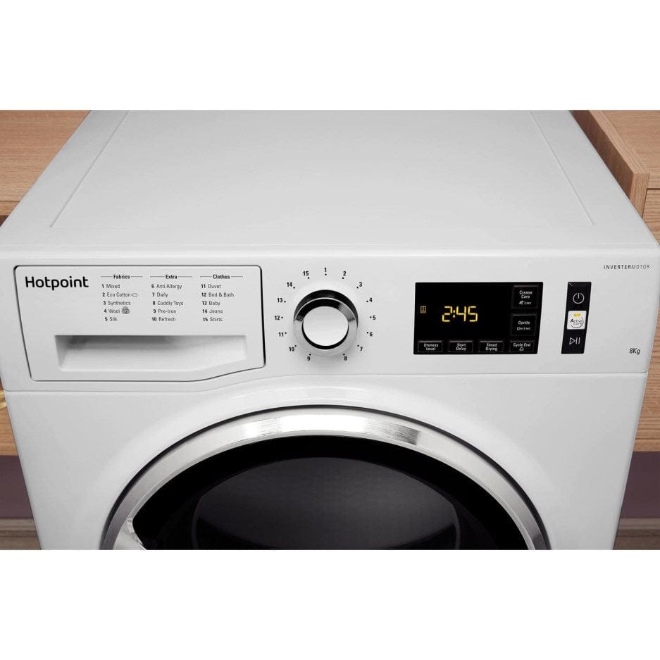 Hotpoint ActiveCare NTM1182XBUK 8Kg Heat Pump Tumble Dryer - White | Atlantic Electrics