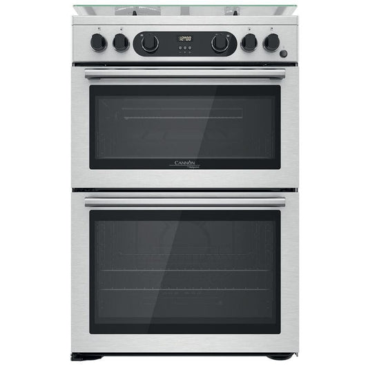 Hotpoint Cannon CD67G0CCX 60cm Double Oven Gas Cooker Twin Cavity Oven Hob Stainless Steel Inox | Atlantic Electrics