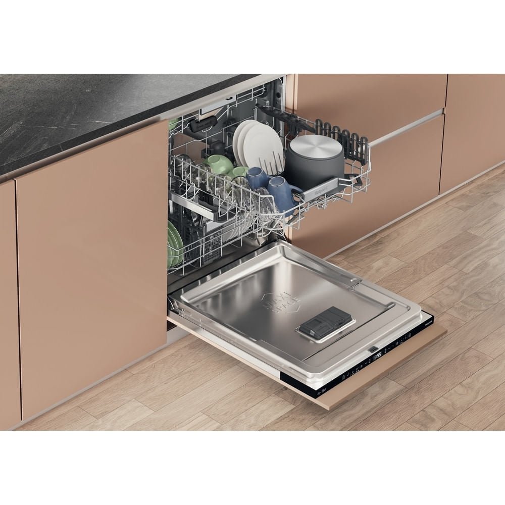 Hotpoint H8IHT59LSUK 14 place settings Built-In Fully Integrated Dishwasher - Black | Atlantic Electrics - 40626208080095 