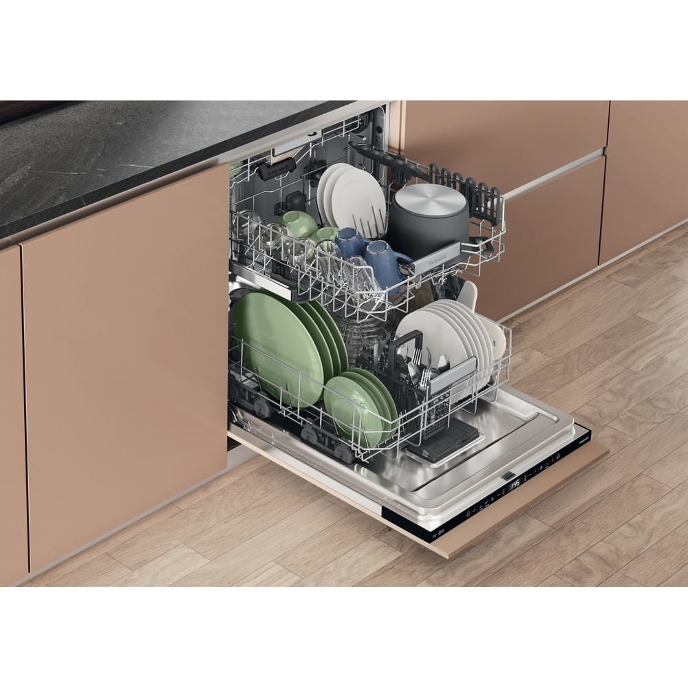 Hotpoint H8IHT59LSUK 14 place settings Built-In Fully Integrated Dishwasher - Black | Atlantic Electrics