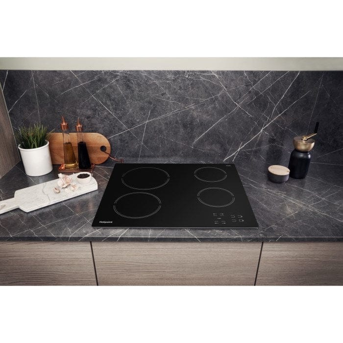 HOTPOINT HR612CH 4 Zone Crystal Finish CeramicTouch Control Hob in Black | Atlantic Electrics