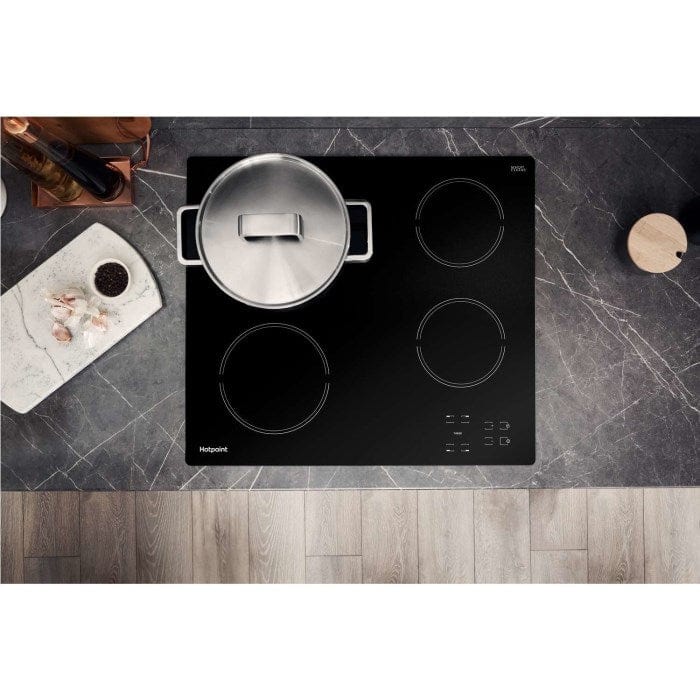 HOTPOINT HR612CH 4 Zone Crystal Finish CeramicTouch Control Hob in Black | Atlantic Electrics