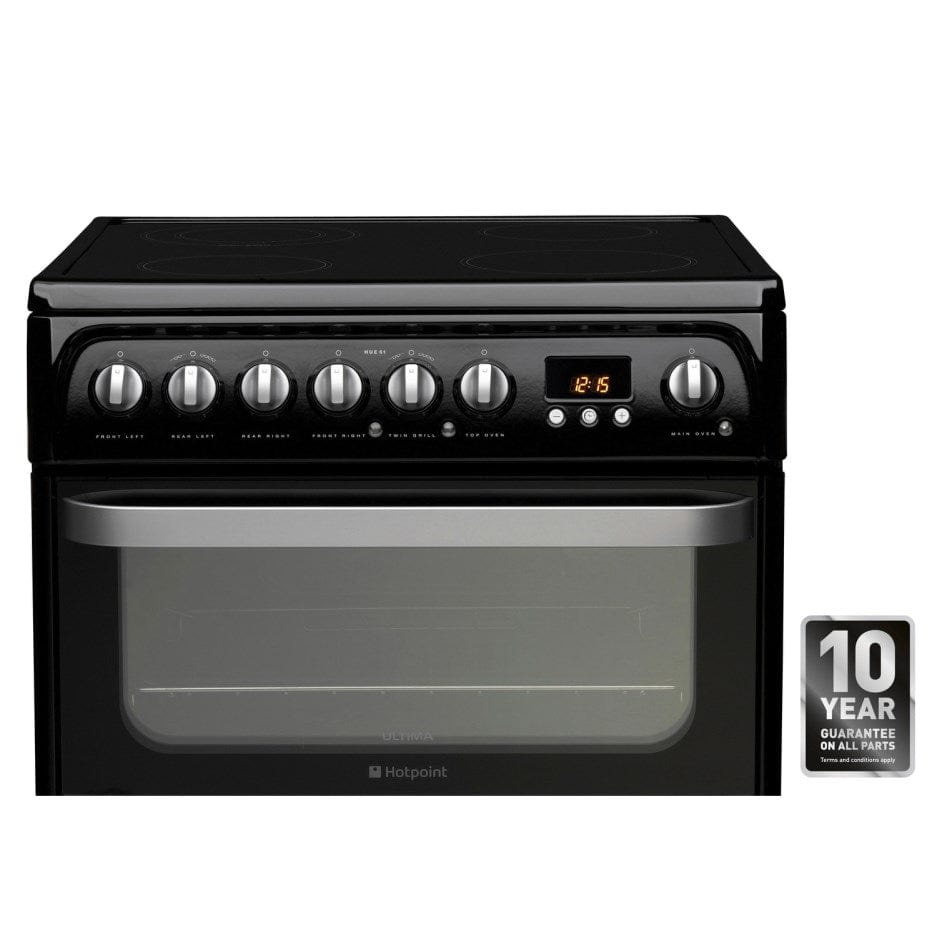 Hotpoint HUE61K 60cm ULTIMA Double Oven Electric Cooker With Ceramic Hob - Black | Atlantic Electrics