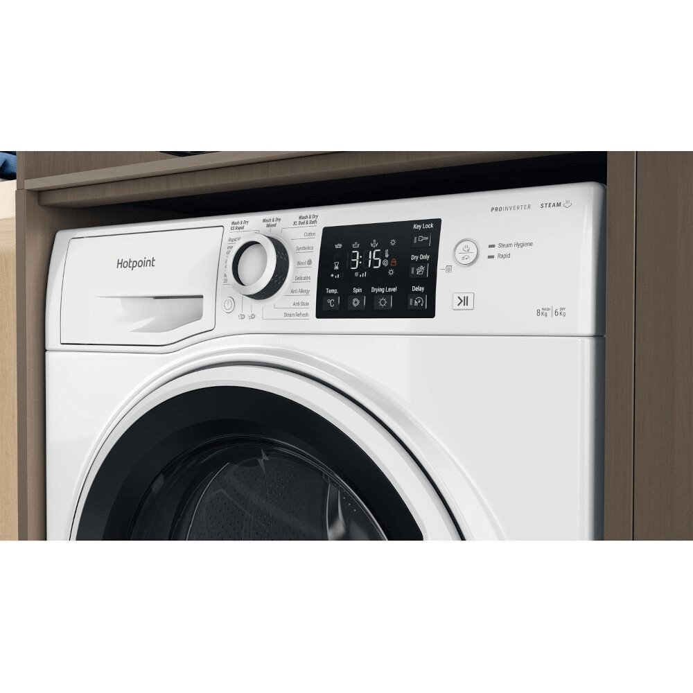 Hotpoint NDB8635WUK 8+6Kg Washer Dryer with 1400 rpm, 59.5cm Wide - White | Atlantic Electrics