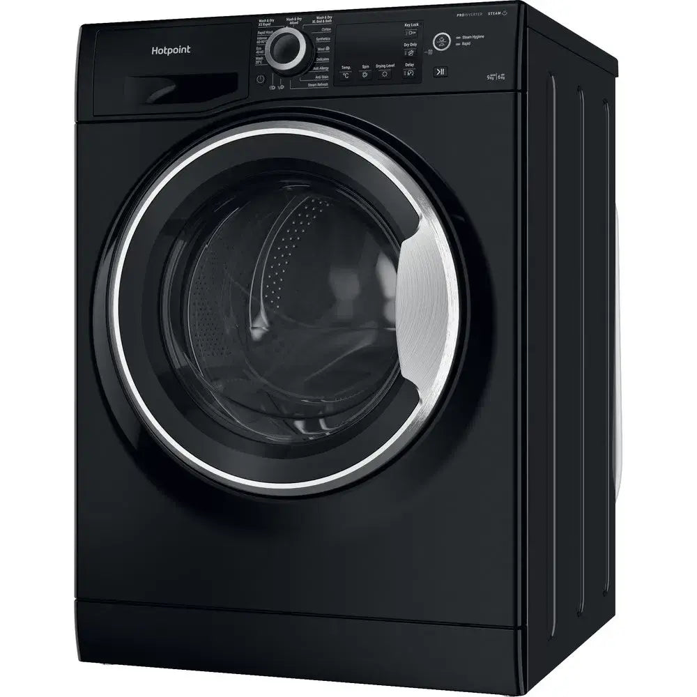 Hotpoint NDB9635BSUK 9+6KG Freestanding Washer Dryer, 1400 rpm Spin Speed, 59.5cm Wide - Black | Atlantic Electrics - 40157509943519 