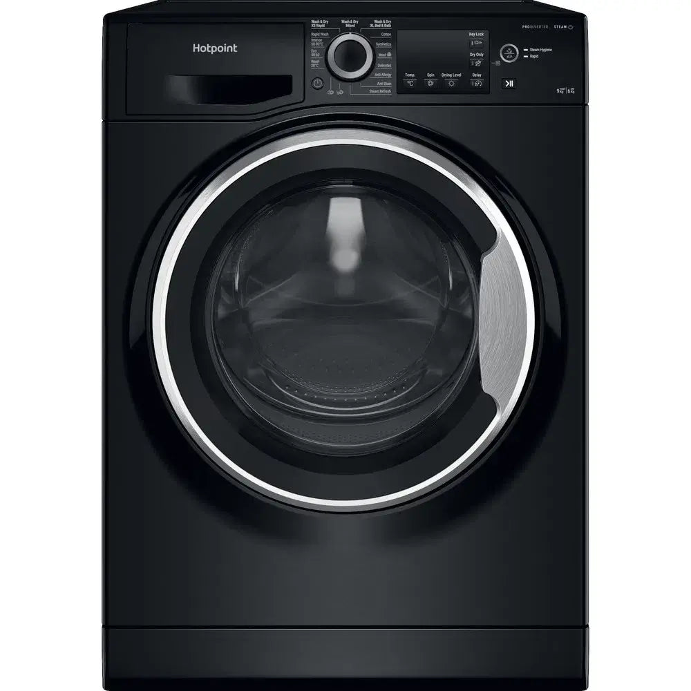 Hotpoint NDB9635BSUK 9+6KG Freestanding Washer Dryer, 1400 rpm Spin Speed, 59.5cm Wide - Black | Atlantic Electrics - 40157509910751 