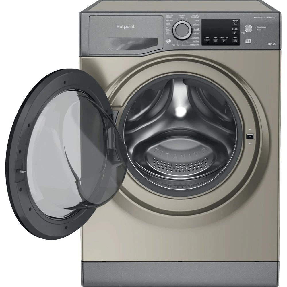 Hotpoint NDB9635GKUK 9+6Kg Washer Dryer, with 1400 rpm, 59.5cm Wide - Graphite | Atlantic Electrics