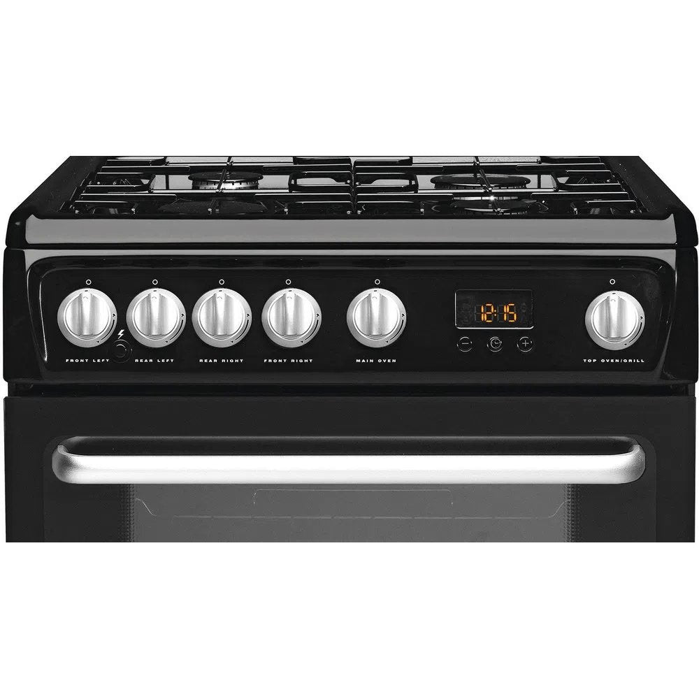 Hotpoint Newstyle HARG60K 60cm Wide Freestanding Gas Cooker - Black | Atlantic Electrics