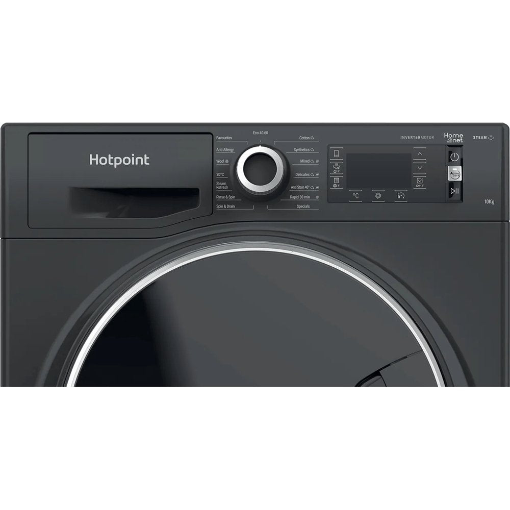 Hotpoint NLLCD1065DGDAWUKN 10kg Washing Machine, 1600 rpm, 59.5cm Wide - Black | Atlantic Electrics