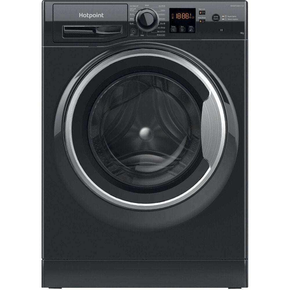 Hotpoint NSWF945CBSUKN 9kg Washing Machine with 1400 rpm, 59.5cm Wide - Black | Atlantic Electrics - 39478028992735 