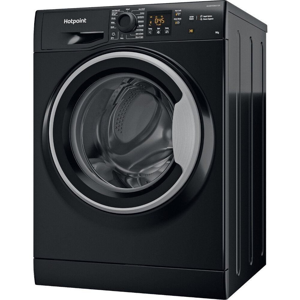 Hotpoint NSWF945CBSUKN 9kg Washing Machine with 1400 rpm, 59.5cm Wide - Black | Atlantic Electrics - 39478029025503 