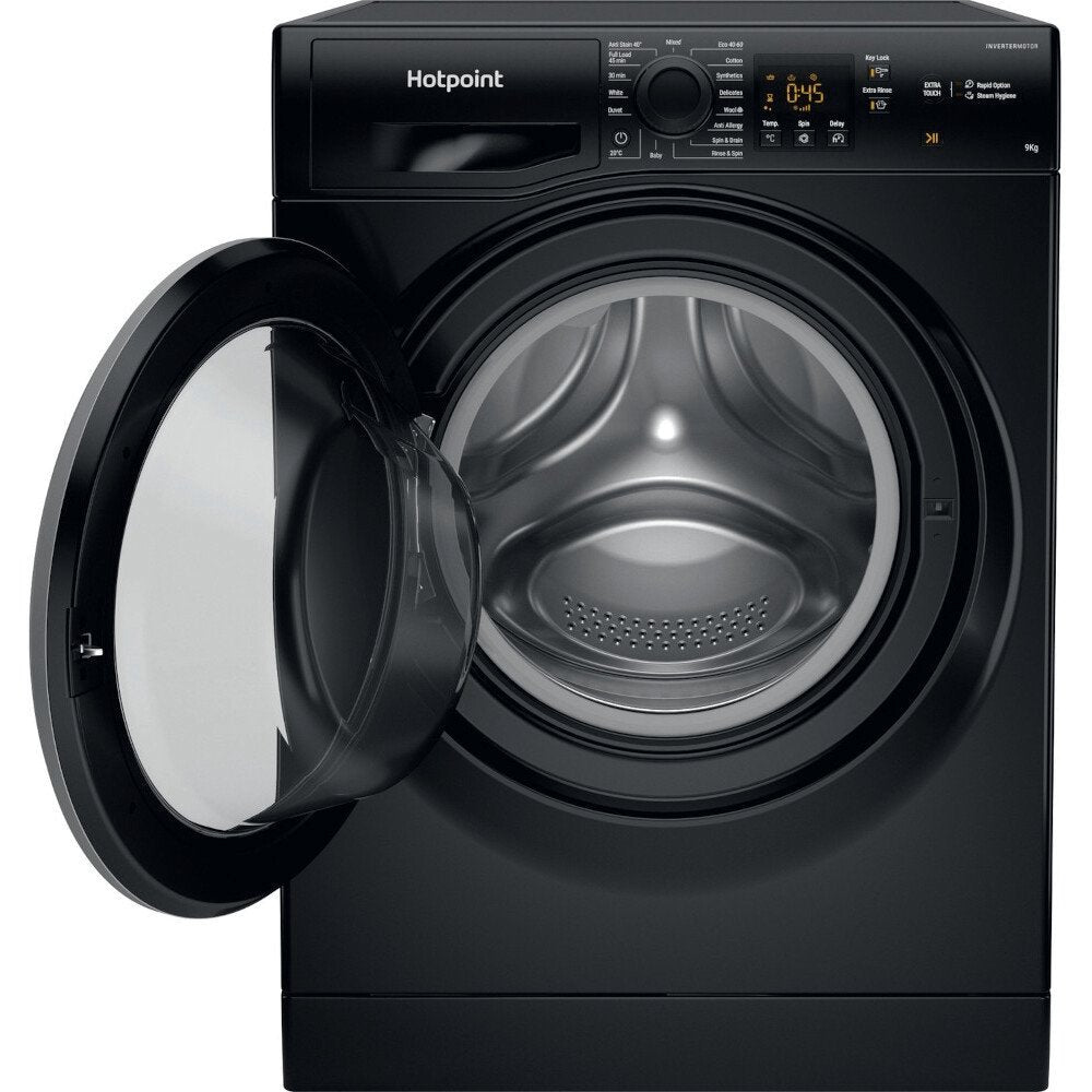 Hotpoint NSWF945CBSUKN 9kg Washing Machine with 1400 rpm, 59.5cm Wide - Black | Atlantic Electrics - 39478029058271 