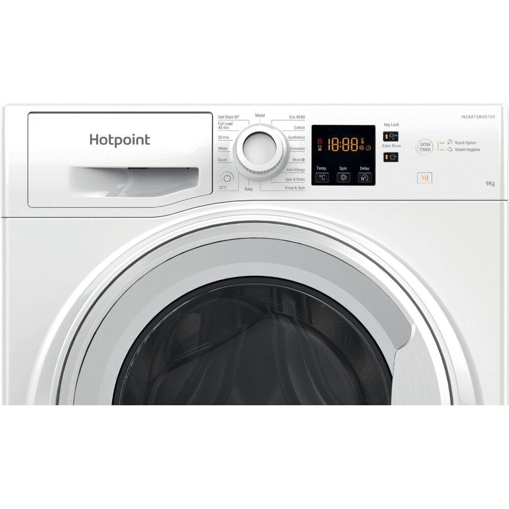 Hotpoint NSWF945CWUKN 9Kg Washing Machine, 1400 rpm, 59.5cm Wide - White | Atlantic Electrics