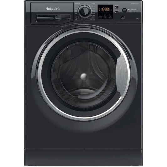 Hotpoint NSWM1045CBSUKN 10Kg Freestanding Washing Machine, 59.5cm Wide - Black | Atlantic Electrics