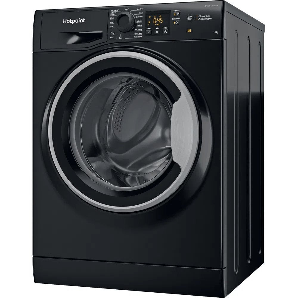 Hotpoint NSWM1045CBSUKN 10Kg Freestanding Washing Machine, 59.5cm Wide - Black | Atlantic Electrics - 39478030827743 