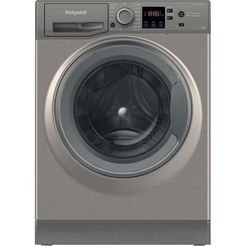 Hotpoint NSWM1045CGGUKN 10Kg Freestanding Washing Machine, 1400 rpm, 59.5cm Wide - Graphite | Atlantic Electrics - 39478030041311 