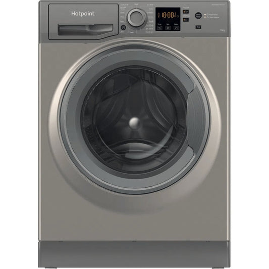 Hotpoint NSWM1045CGGUKN 10Kg Freestanding Washing Machine, 1400 rpm, 59.5cm Wide - Graphite | Atlantic Electrics