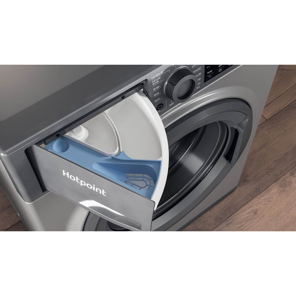 Hotpoint NSWM864CGGUKN 8kg 1600rpm Freestanding Washing Machine With SteamHygiene - Graphite | Atlantic Electrics - 39478032400607 