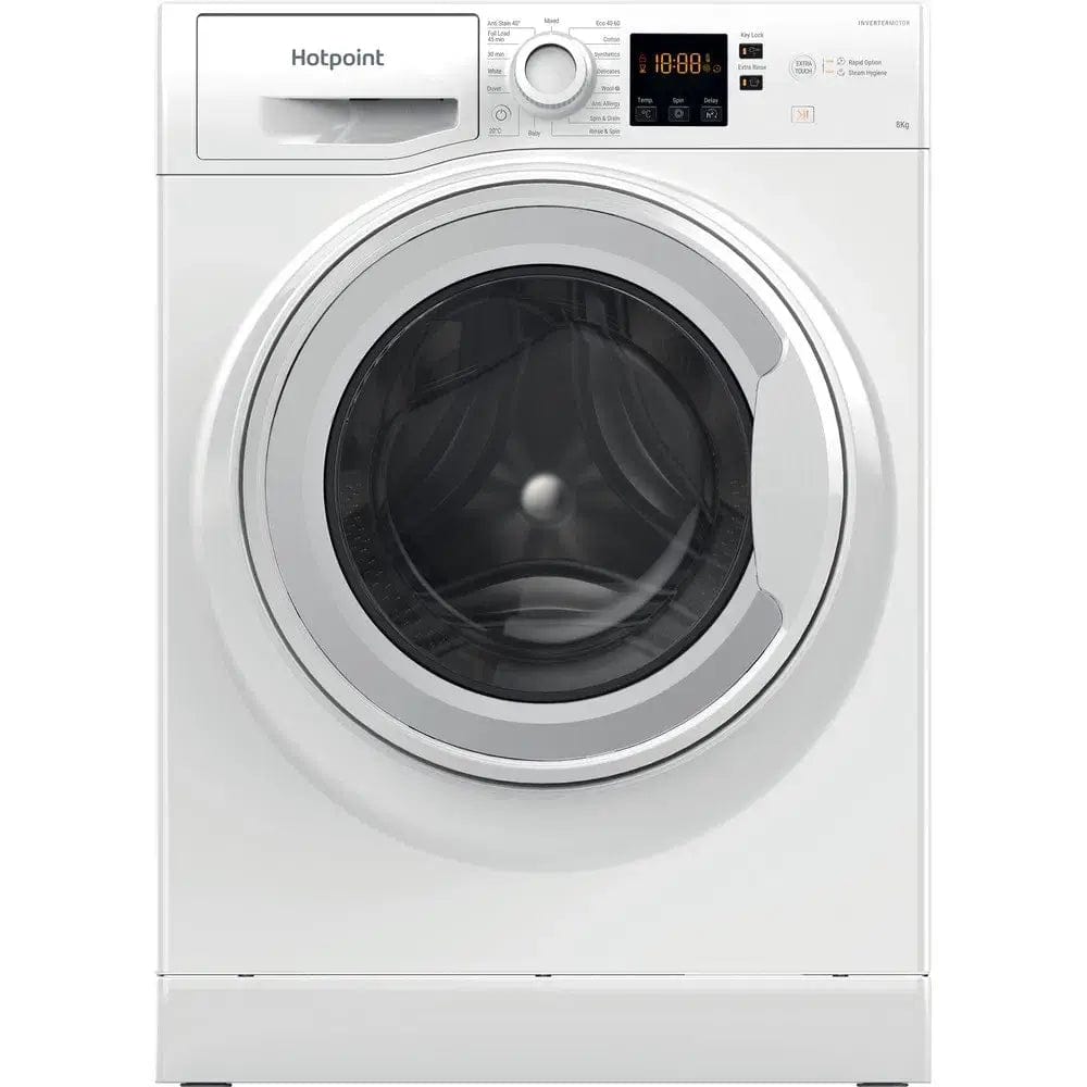 Hotpoint NSWM864CWUKN 8Kg Freestanding Washing Machine, 1600 rpm, 59.5cm Wide - White | Atlantic Electrics - 39478032531679 