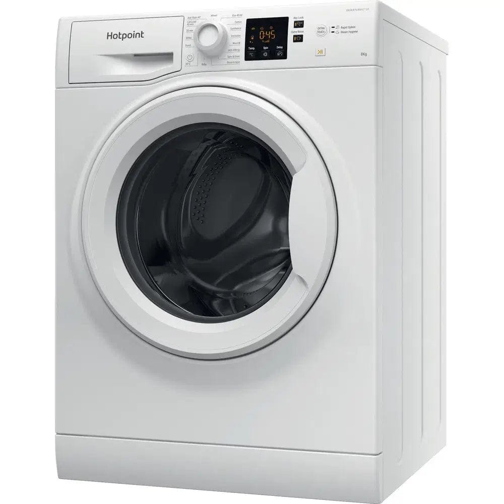 Hotpoint NSWM864CWUKN 8Kg Freestanding Washing Machine, 1600 rpm, 59.5cm Wide - White | Atlantic Electrics - 39478032564447 