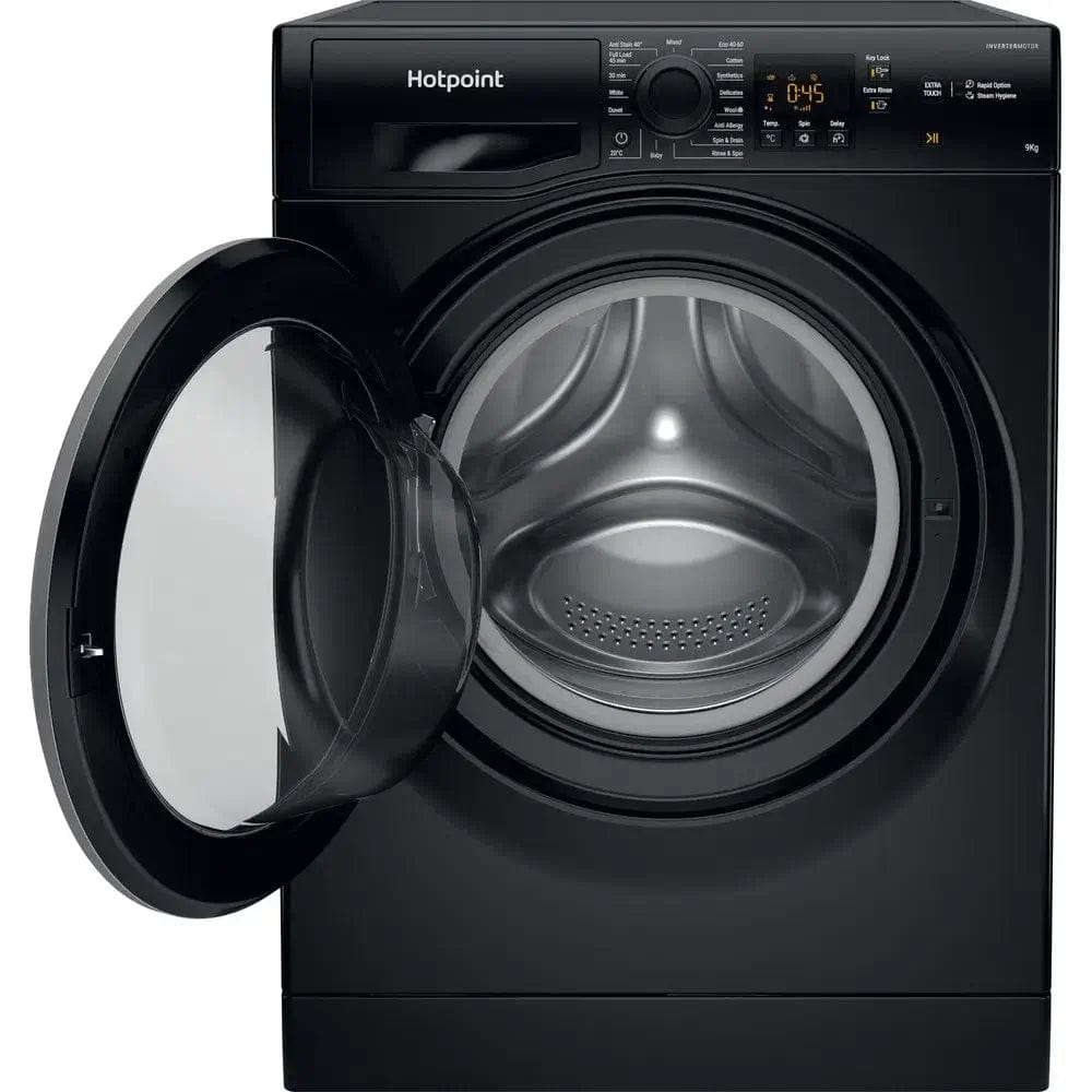 Hotpoint NSWM965CBSUKN 9Kg Freestanding Washing Machine with 1600 Rpm, 59.5cm Wide - Black | Atlantic Electrics - 39478033055967 